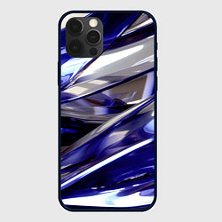 Чехол iPhone 12 Pro Синие и белые полосы абстракции