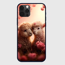 Чехол для iPhone 12 Pro Влюбленные ламы, цвет: 3D-черный