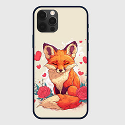 Чехол iPhone 12 Pro Влюбленная лисичка в сердечках