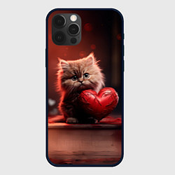 Чехол iPhone 12 Pro Пушистая кошечка с сердечком 14 февраля