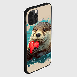 Чехол для iPhone 12 Pro Выдра с сердечком, цвет: 3D-черный — фото 2