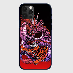 Чехол для iPhone 12 Pro Дракон и тигр в год дракона, цвет: 3D-черный
