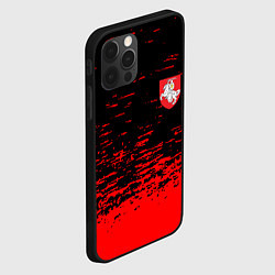 Чехол для iPhone 12 Pro Герб Белоруссии краски красные, цвет: 3D-черный — фото 2