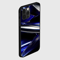 Чехол для iPhone 12 Pro Синие и серебреные абстрактные полосы, цвет: 3D-черный — фото 2