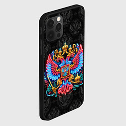 Чехол для iPhone 12 Pro Разноцветный герб России, цвет: 3D-черный — фото 2