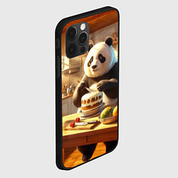 Чехол для iPhone 12 Pro Панда на кухне готовит торт, цвет: 3D-черный — фото 2