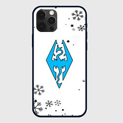 Чехол iPhone 12 Pro Skyrim logo winter