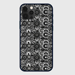 Чехол iPhone 12 Pro Черно-белый абстрактный узор круги