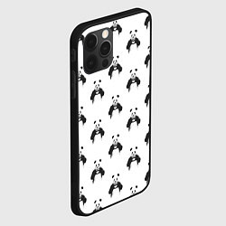 Чехол для iPhone 12 Pro Panda love - pattern, цвет: 3D-черный — фото 2