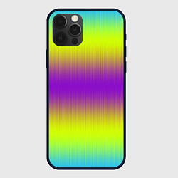 Чехол iPhone 12 Pro Неоновые салатовые и фиолетовые полосы