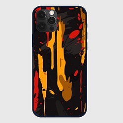 Чехол iPhone 12 Pro Красные желтые оранжевые пятна краски абстракция