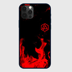 Чехол для iPhone 12 Pro Linkin Park красный огонь лого, цвет: 3D-черный