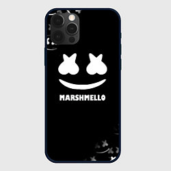 Чехол для iPhone 12 Pro Marshmello белое лого, цвет: 3D-черный