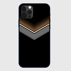 Чехол iPhone 12 Pro Абстракция графика серая и коричневая полоски на ч