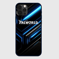 Чехол iPhone 12 Pro Palworld logo black blue neon abstract