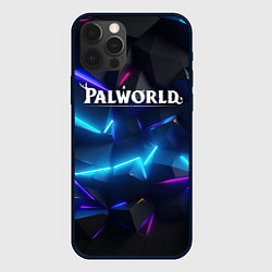 Чехол для iPhone 12 Pro Palworld логотип на ярких неоновых плитах, цвет: 3D-черный
