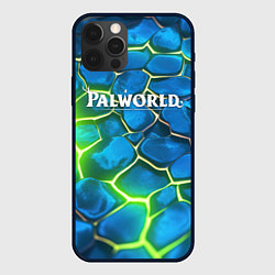 Чехол для iPhone 12 Pro Palworld логотип на ярких зеленых неоновых плитах, цвет: 3D-черный
