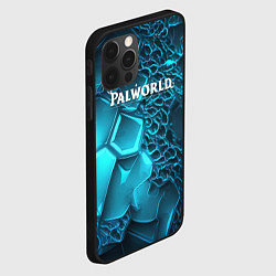 Чехол для iPhone 12 Pro Palworld логотип на ярких синих неоновых плитах, цвет: 3D-черный — фото 2