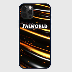 Чехол iPhone 12 Pro Palworld логотип золотые волны на черном