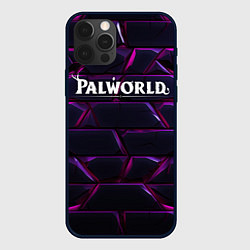 Чехол iPhone 12 Pro Palworld логотип фиолетовые яркие плиты