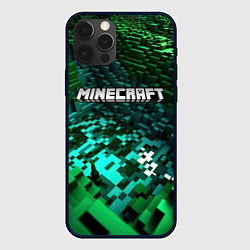 Чехол iPhone 12 Pro Minecraft logo в стиле киберпанк