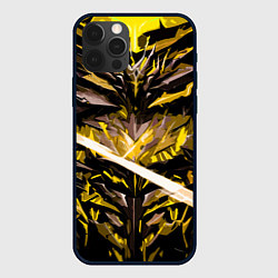 Чехол iPhone 12 Pro Жёлтый камень на чёрном фоне