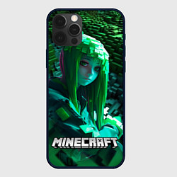 Чехол iPhone 12 Pro Minecraft девушка зеленый мир