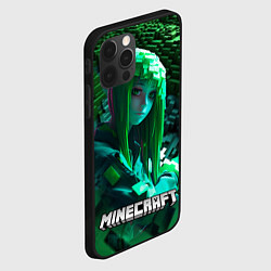 Чехол для iPhone 12 Pro Minecraft девушка зеленый мир, цвет: 3D-черный — фото 2