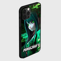 Чехол для iPhone 12 Pro Minecraft девушка зеленые кубики, цвет: 3D-черный — фото 2