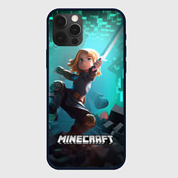 Чехол iPhone 12 Pro Персонаж Minecraft с мечом