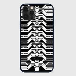 Чехол iPhone 12 Pro Чёрно-белая киберпанк броня