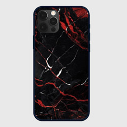 Чехол для iPhone 12 Pro Черно-красный мрамор, цвет: 3D-черный