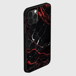 Чехол для iPhone 12 Pro Черно-красный мрамор, цвет: 3D-черный — фото 2