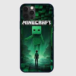 Чехол для iPhone 12 Pro Minecraft зеленый монстр, цвет: 3D-черный