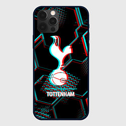 Чехол iPhone 12 Pro Tottenham FC в стиле glitch на темном фоне