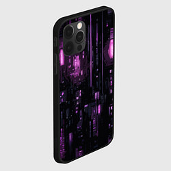 Чехол для iPhone 12 Pro Киберпанк светящиеся фиолетовые элементы, цвет: 3D-черный — фото 2