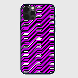 Чехол iPhone 12 Pro Киберпанк узор фиолетовый и чёрный