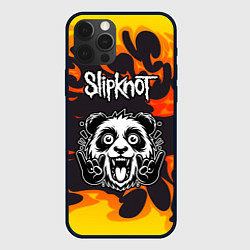 Чехол для iPhone 12 Pro Slipknot рок панда и огонь, цвет: 3D-черный