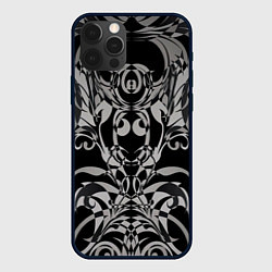 Чехол для iPhone 12 Pro Серые паттерны, цвет: 3D-черный