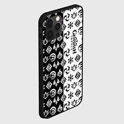 Чехол для iPhone 12 Pro Genshin Impact - black and white, цвет: 3D-черный — фото 2