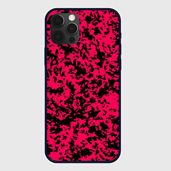 Чехол для iPhone 12 Pro Пятнистый яркий чёрно-розовый, цвет: 3D-черный