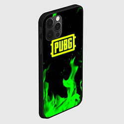 Чехол для iPhone 12 Pro PUBG кислотное лого огненный стиль, цвет: 3D-черный — фото 2