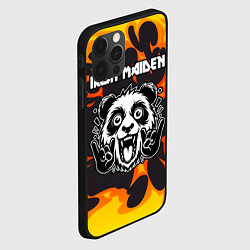 Чехол для iPhone 12 Pro Iron Maiden рок панда и огонь, цвет: 3D-черный — фото 2