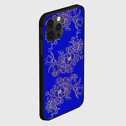 Чехол для iPhone 12 Pro Узоры на синем, цвет: 3D-черный — фото 2