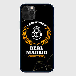 Чехол для iPhone 12 Pro Лого Real Madrid и надпись legendary football club, цвет: 3D-черный