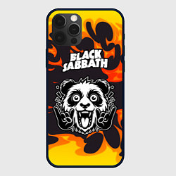 Чехол iPhone 12 Pro Black Sabbath рок панда и огонь