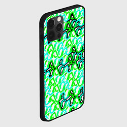 Чехол для iPhone 12 Pro Зелёный узор и бело-чёрная обводка, цвет: 3D-черный — фото 2