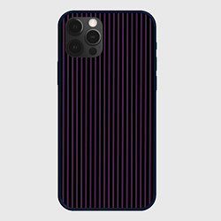 Чехол iPhone 12 Pro Тёмный фиолетовый в полоску