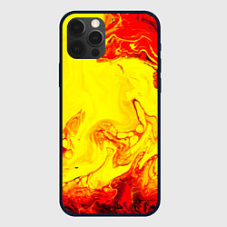 Чехол iPhone 12 Pro Красные и желтые разводы