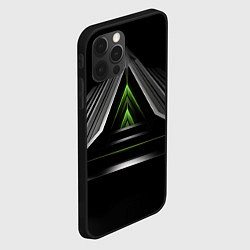 Чехол для iPhone 12 Pro Black green abstract nvidia style, цвет: 3D-черный — фото 2